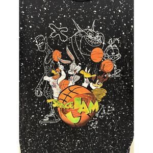 Space Jam Vintage Looney Tunes Black And White Splattered T Shirt Size Medium